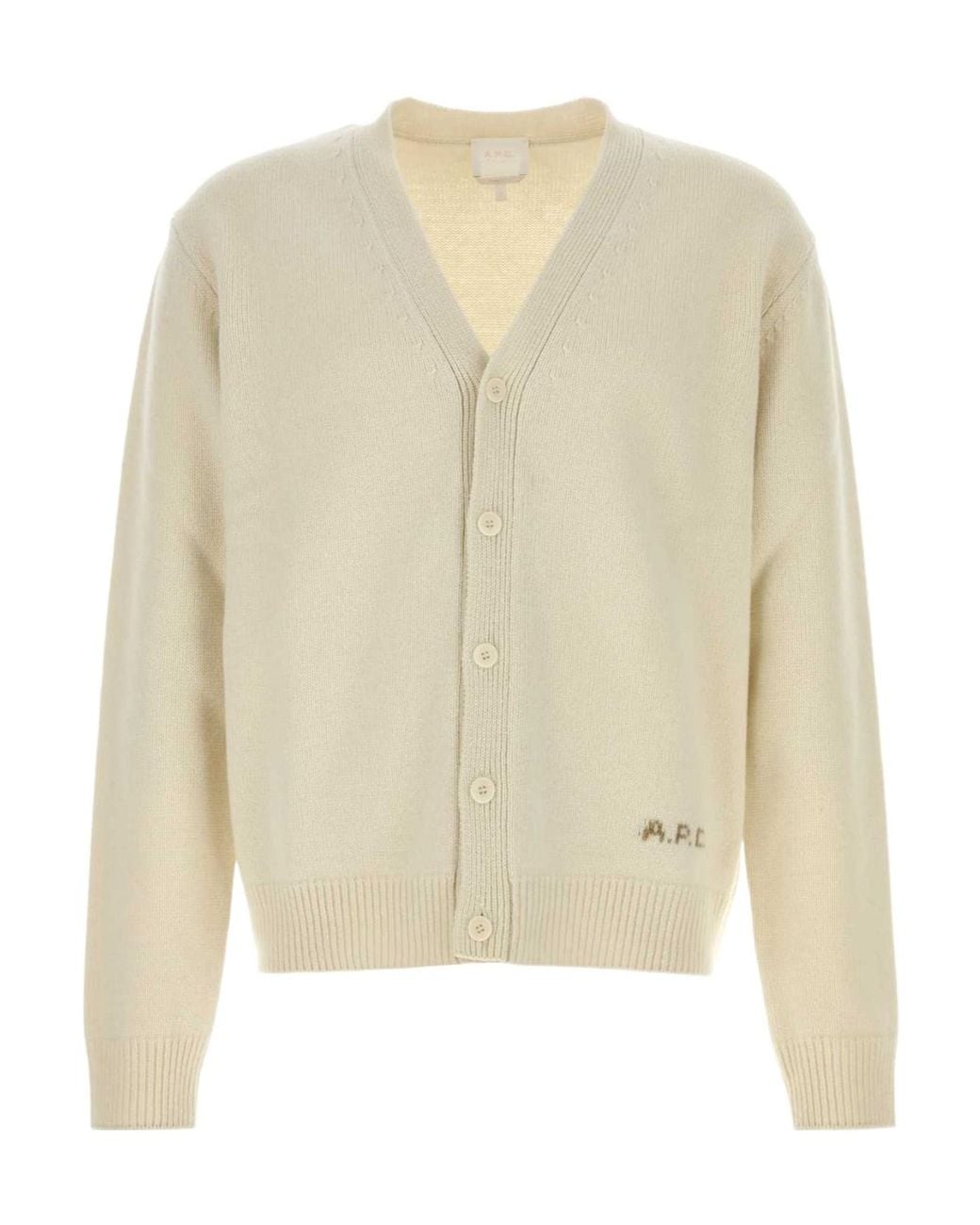 A.P.C. White Kevin V-Neck Cardigan for men