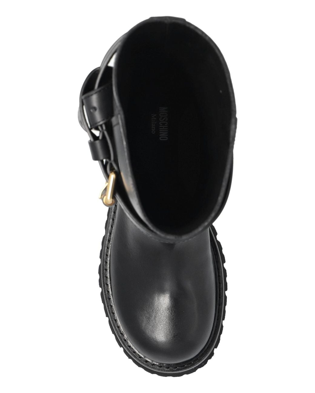 Moschino Black Logo Debossed Ankle Boots