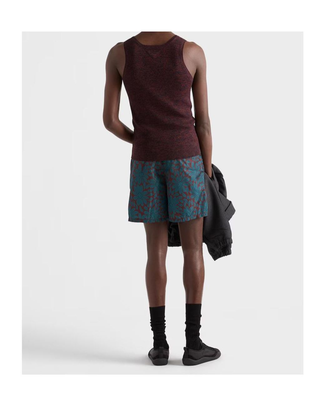 Prada Blue Triangle-Logo Mid-Rise Swim Shorts for men