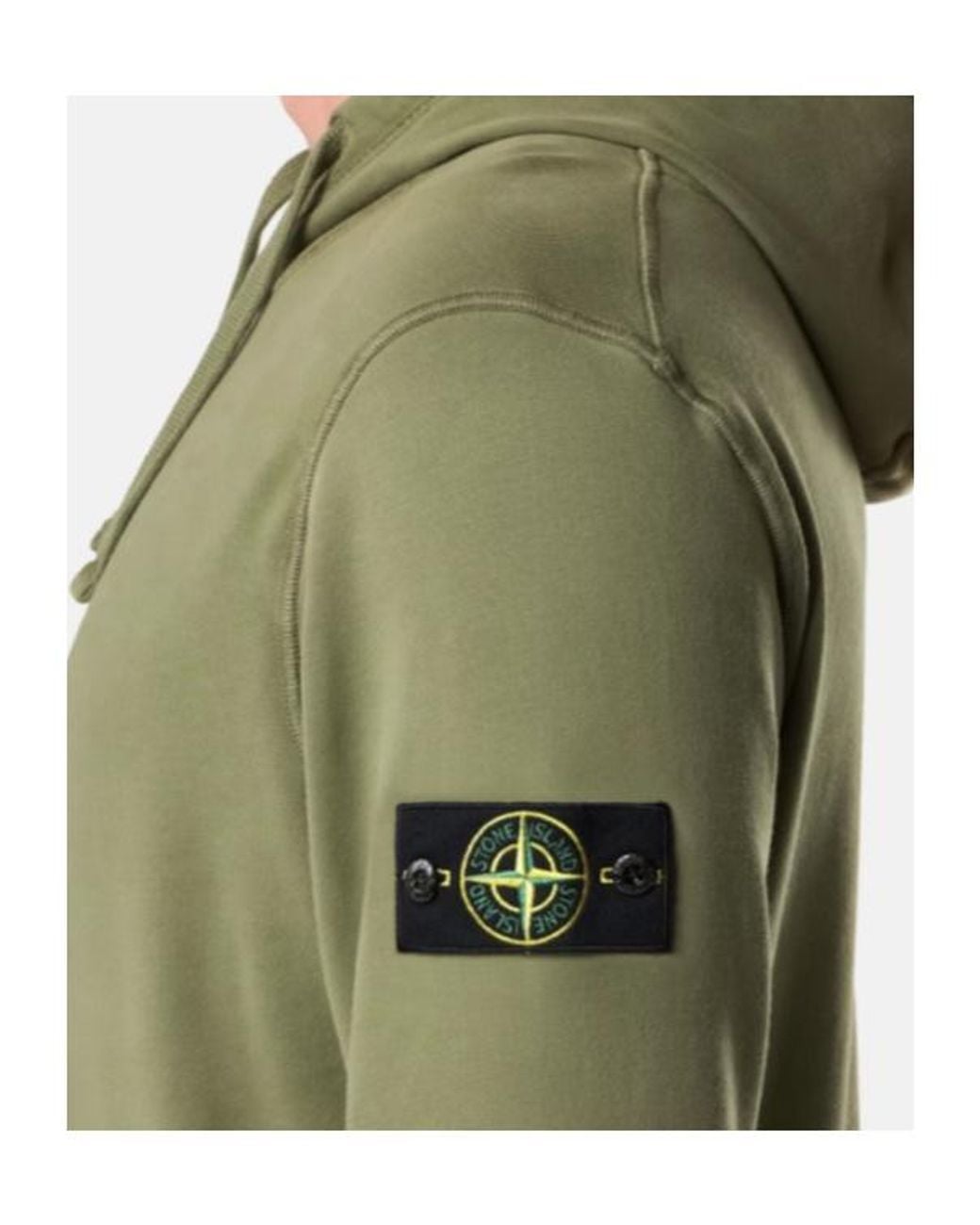 Stone Island Green Logo Patch Drawstring Hoodie for men