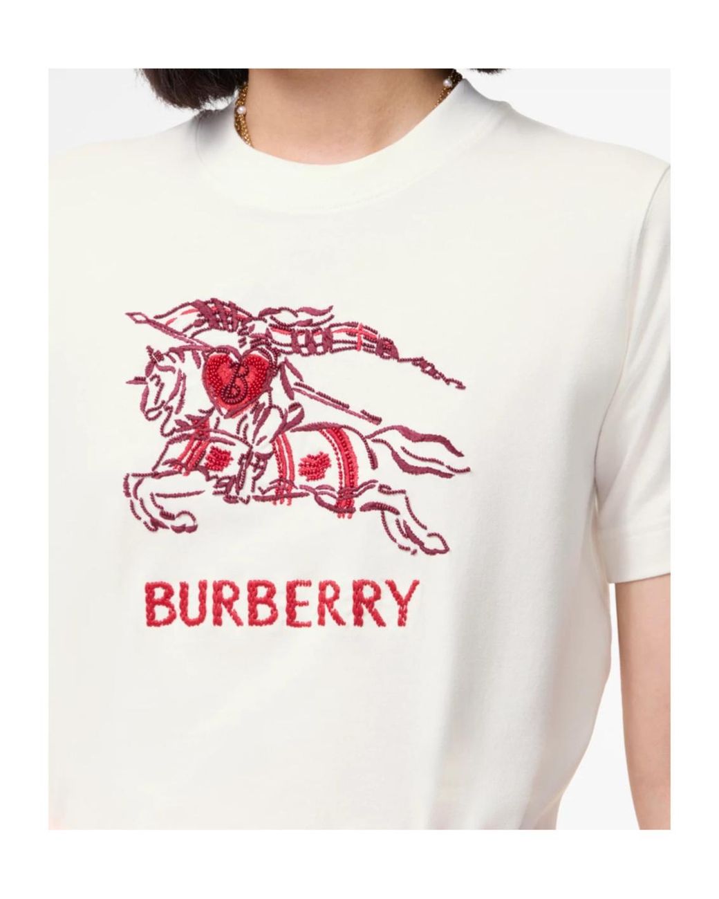 Burberry White Heart Knight Crewneck T-Shirt