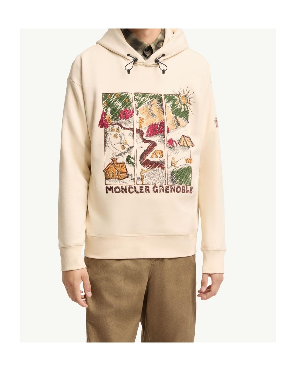 Moncler Natural Mountain Landscape Print Cotton Blend Hoodie for men
