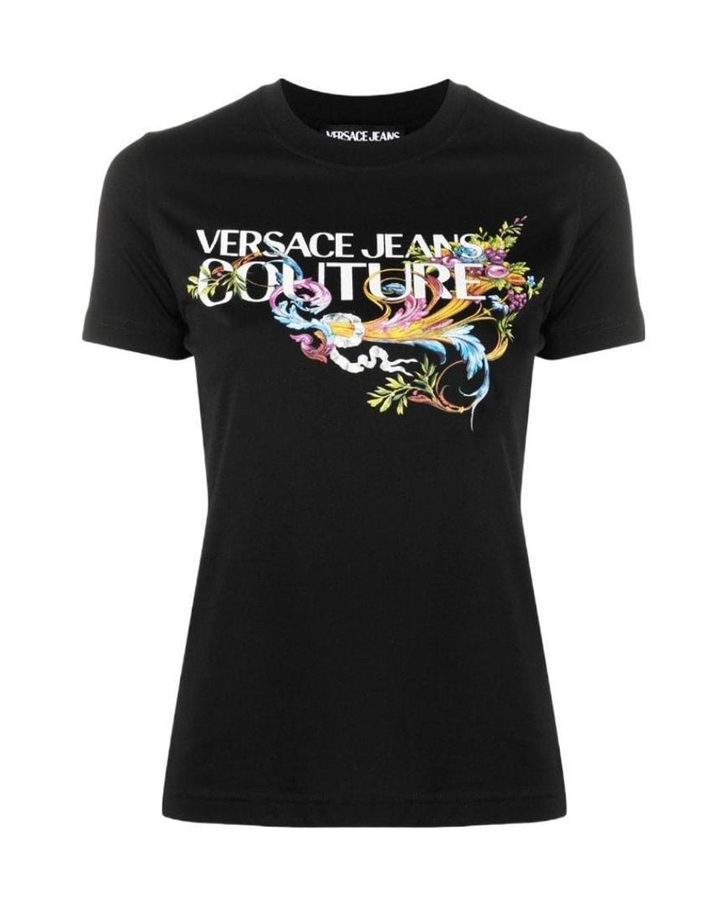 Versace Jeans Black Logo-Print Cotton T-Shirt
