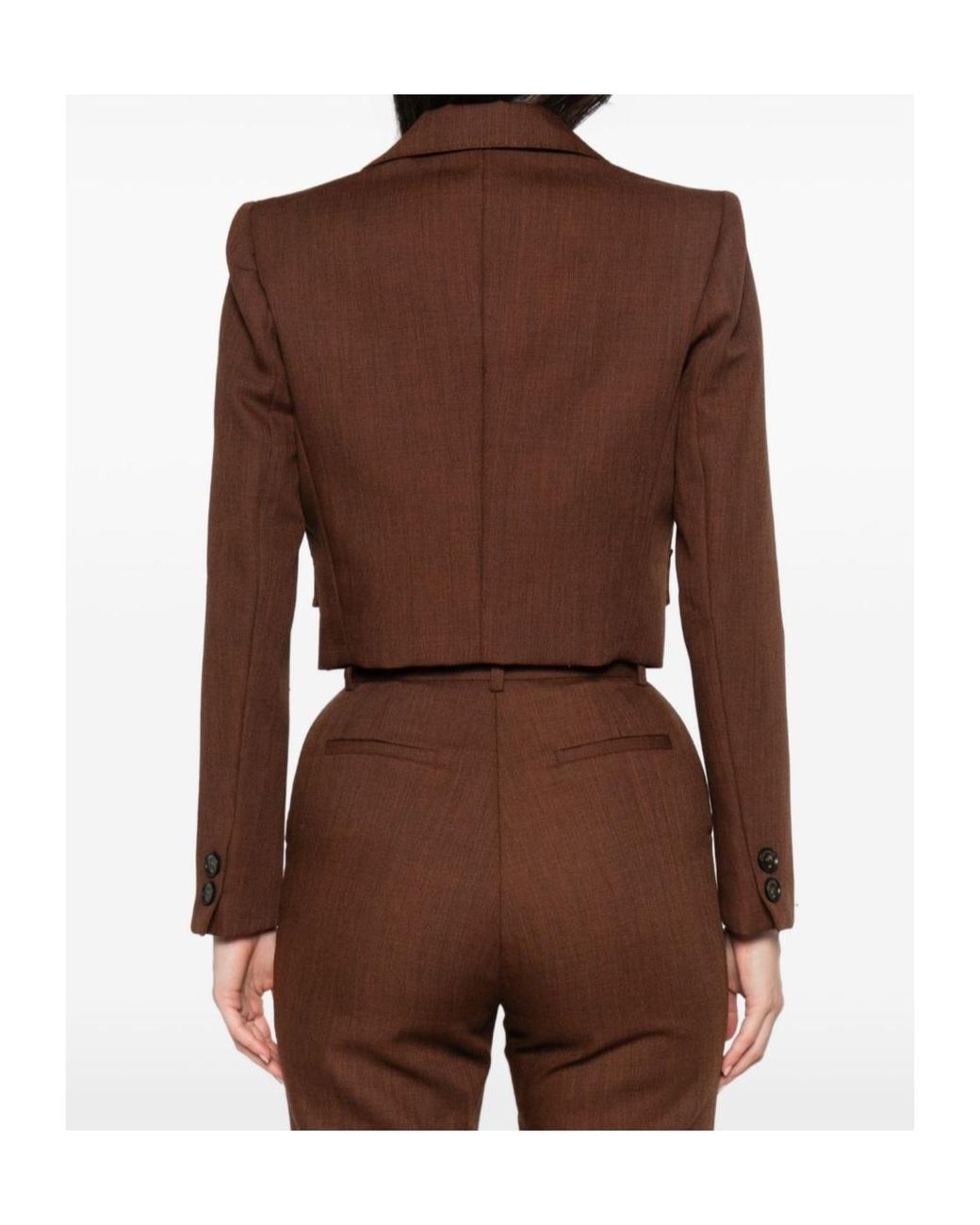 Elisabetta Franchi Brown Single-Button V-Neck Blazer