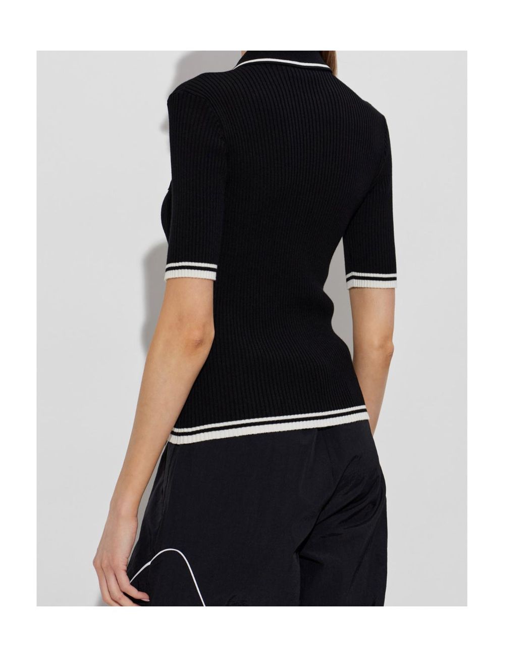 Off-White c/o Virgil Abloh Black Logo Trim Knit Top