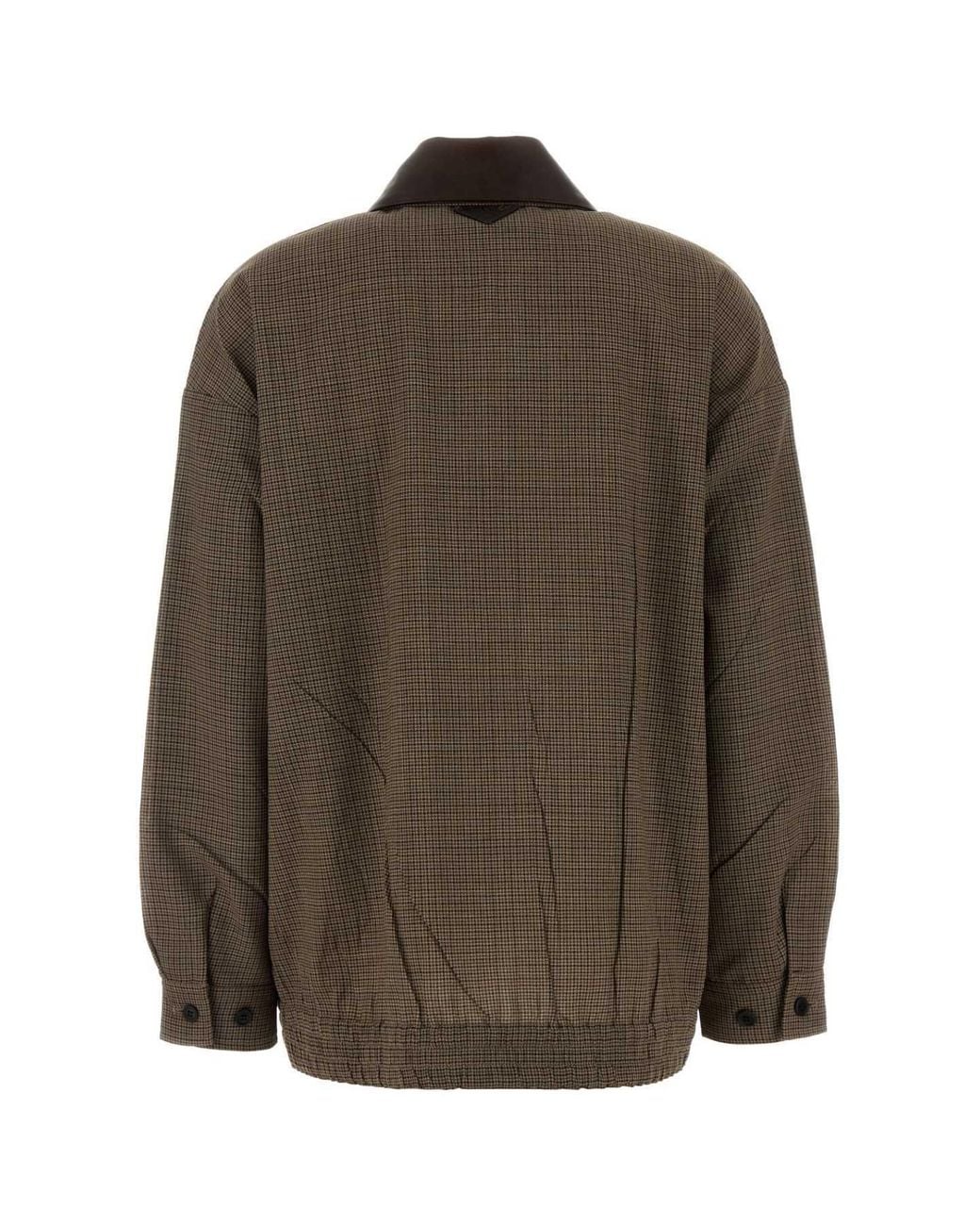 Prada Brown Embroidered Checked Jacket