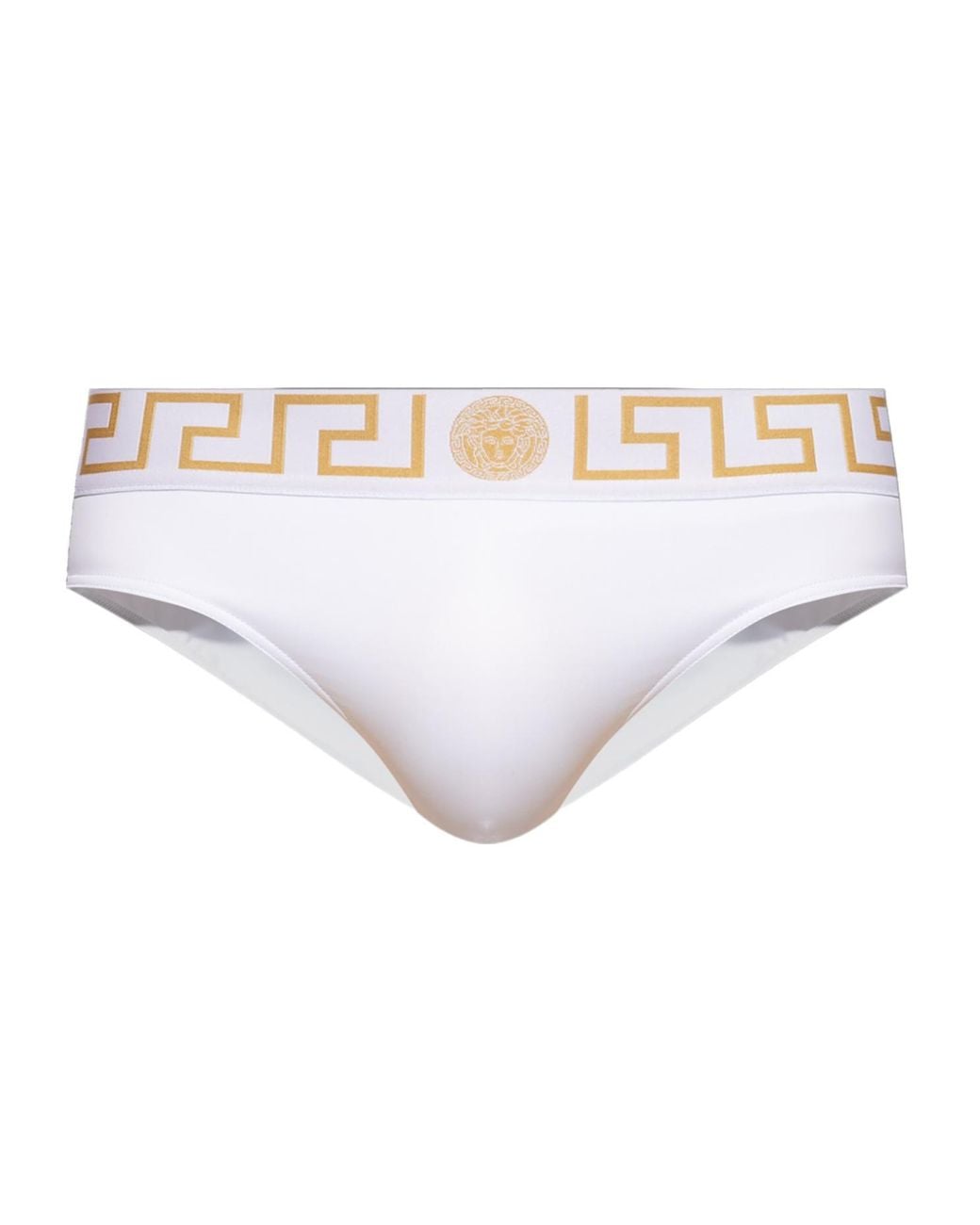 Versace White Greca Border Stretched Swim Shorts for men