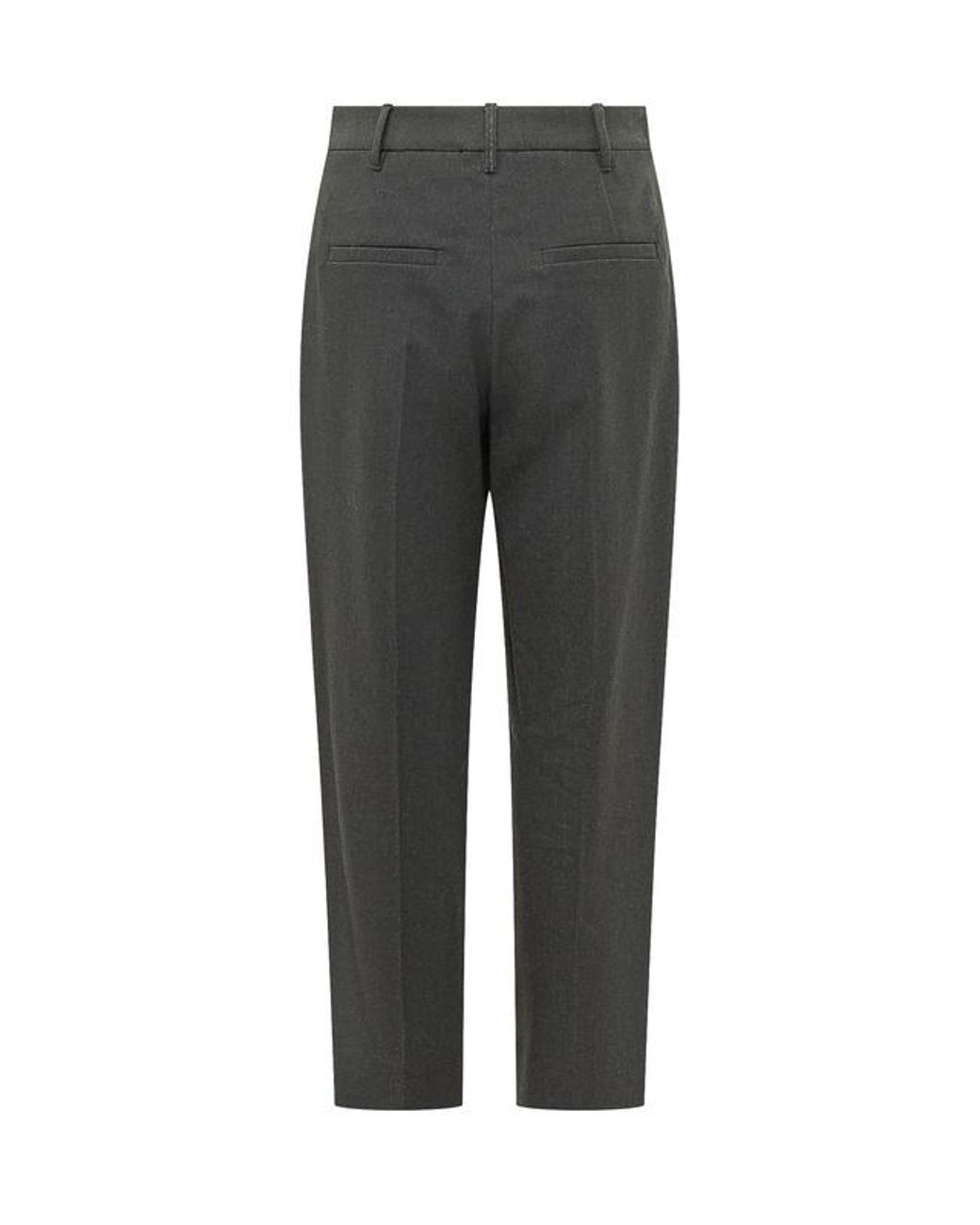 Brunello Cucinelli Gray Pleated Straight Leg Pants