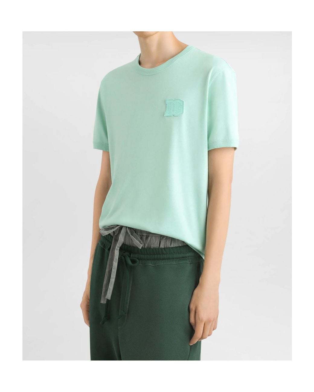 Dolce & Gabbana Green Logo Patch T-Shirt for men