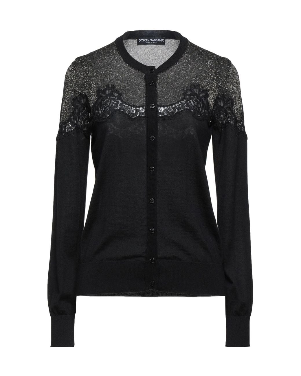 Dolce & Gabbana Black Two-Tone Lace Knit Top
