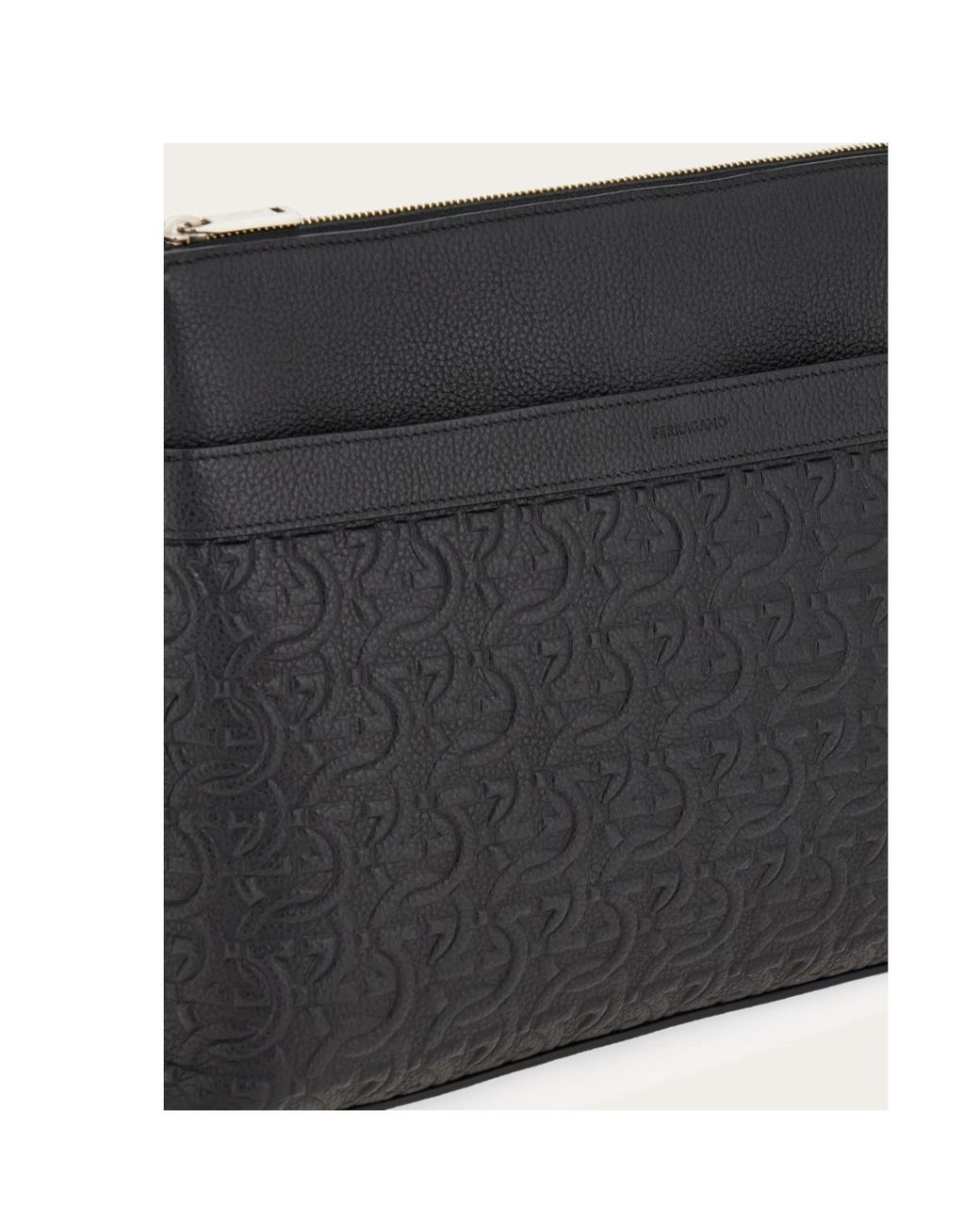 Ferragamo Black Ferragamo Gancini Embossed Messenger Bag for men