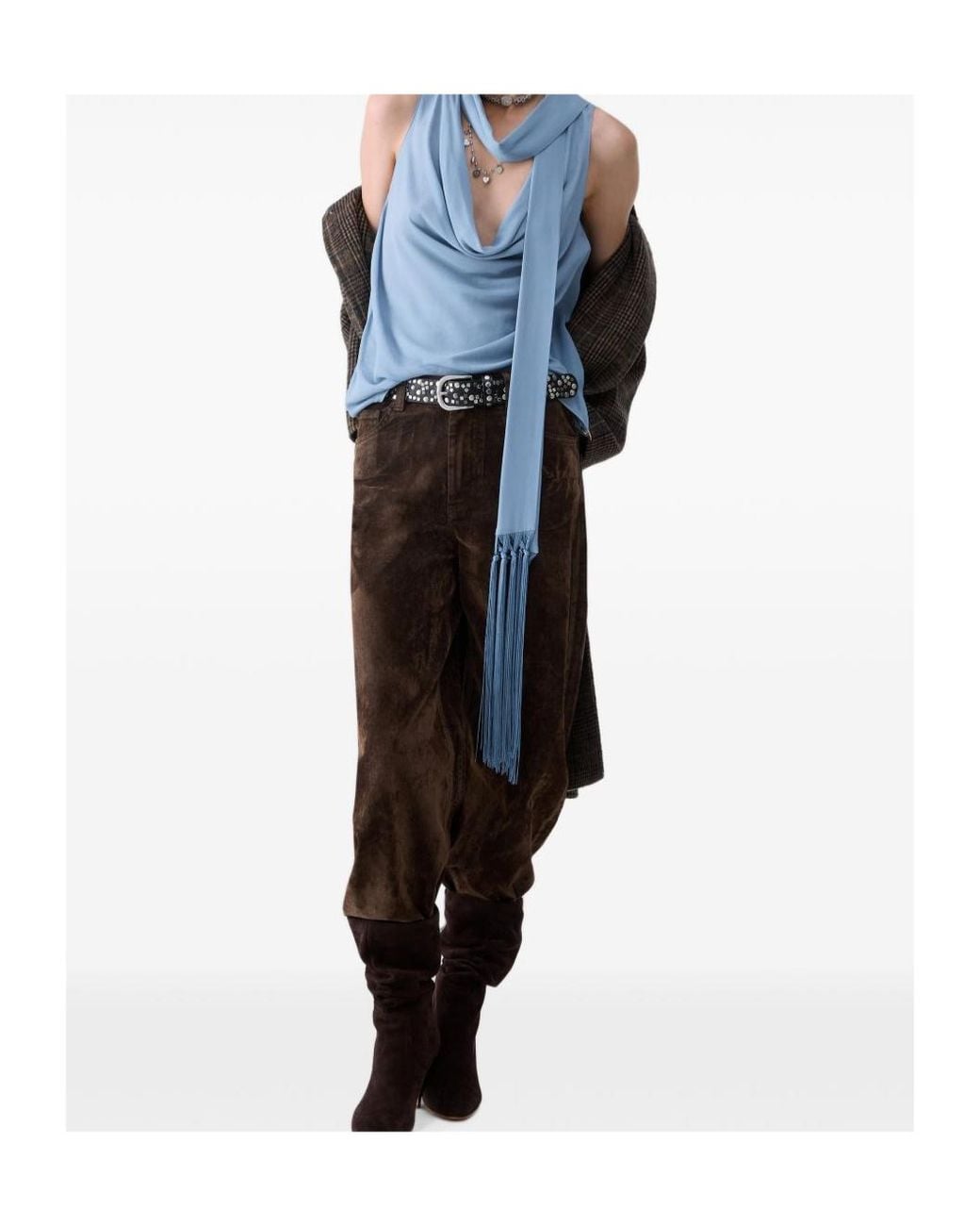 Liu Jo Blue Top With Scarf