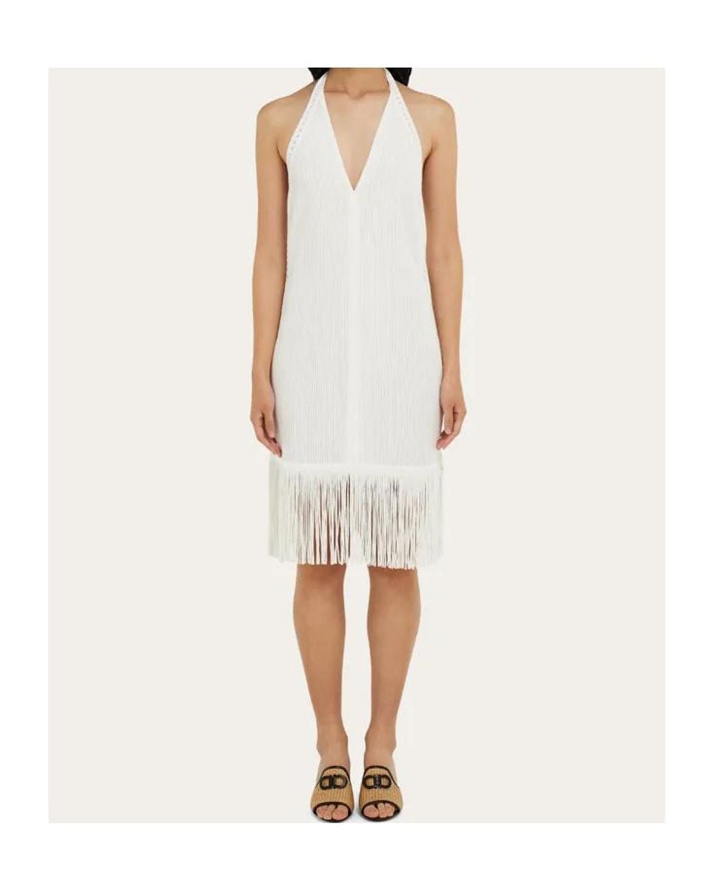 Ferragamo White Knitted Dress