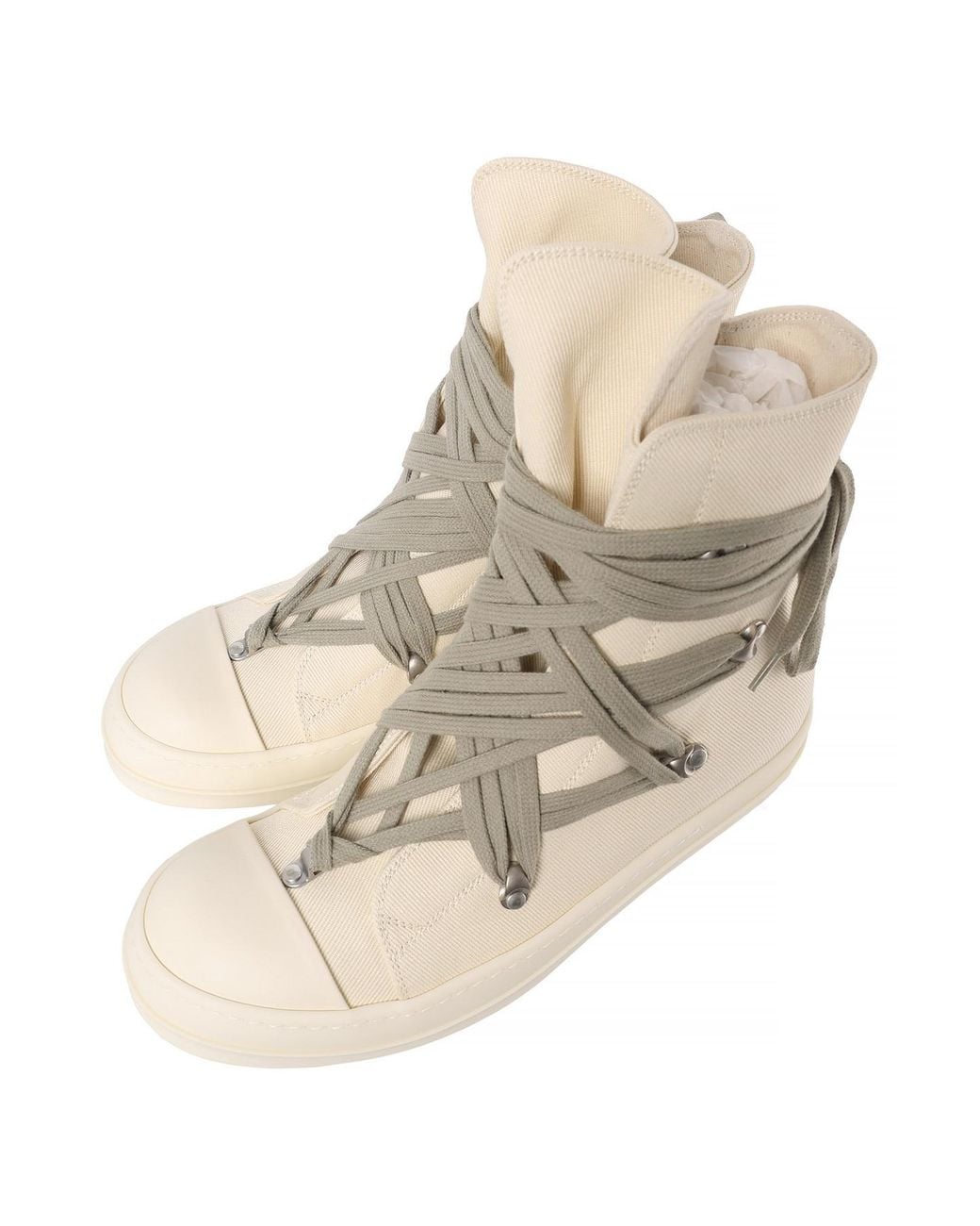 Rick Owens Natural Lace-Up High-Top Casual Shoes for men