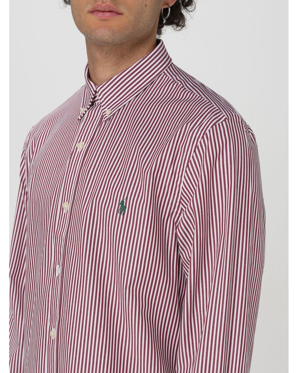 Polo Ralph Lauren Purple All Fit Striped Stretch Poplin Shirt for men