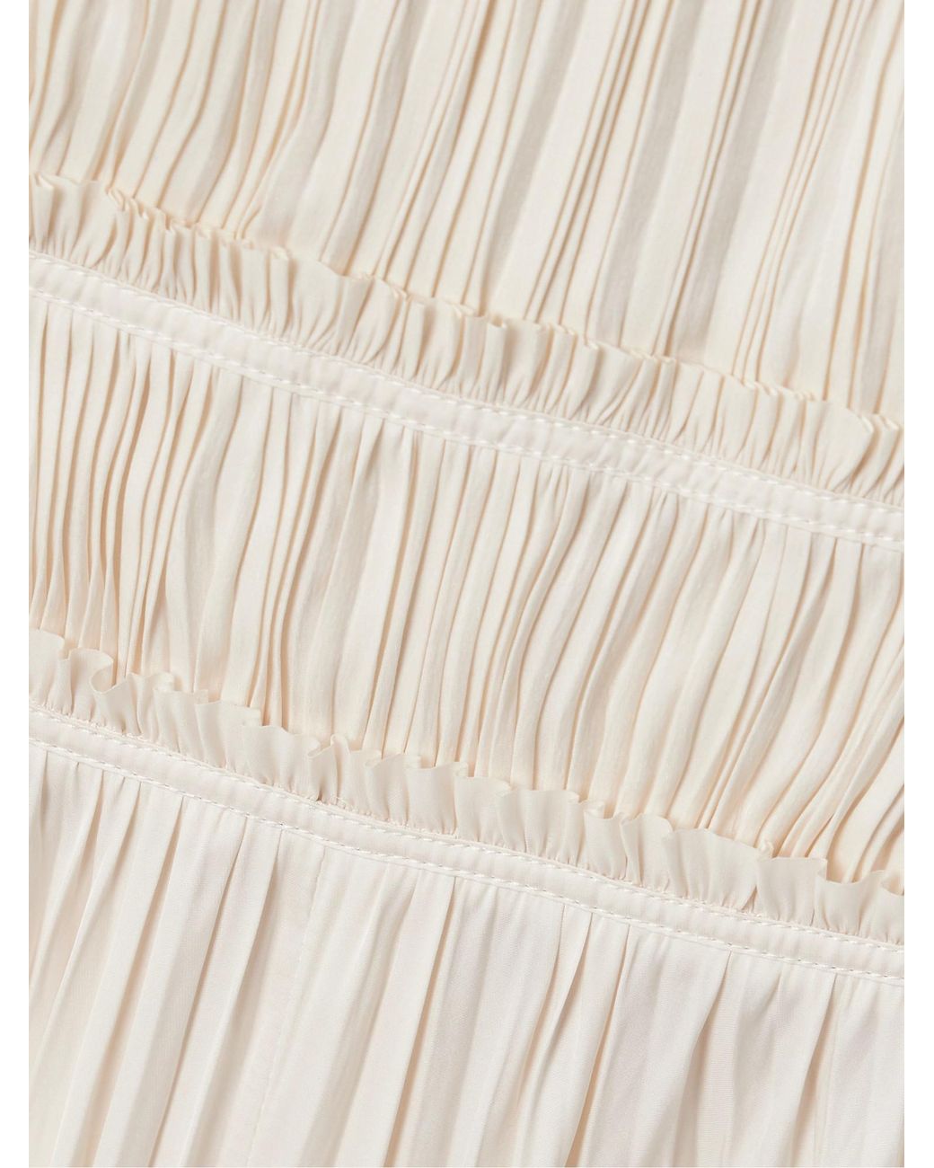 Ulla Johnson White A Long Dress Made Of Interwoven Fine Pleated Satin Fabric