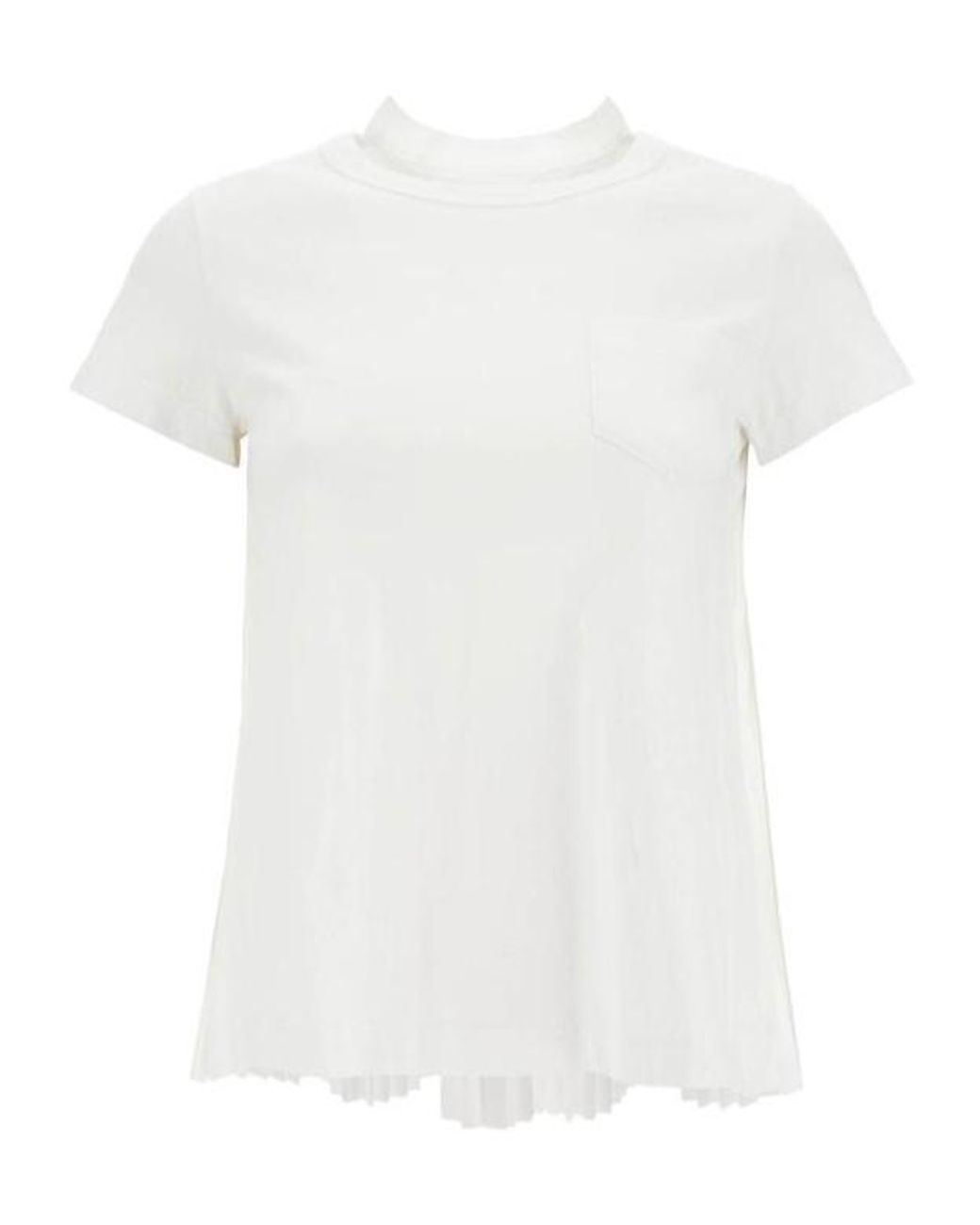Sacai White Pleated Back Cotton T-Shirt