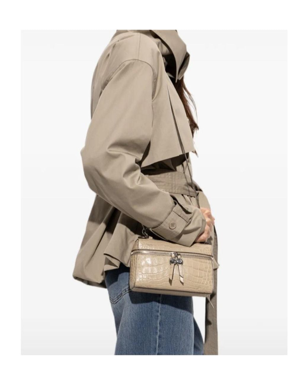 Tory Burch Natural Romy Slim Embossed Shoulder Bag