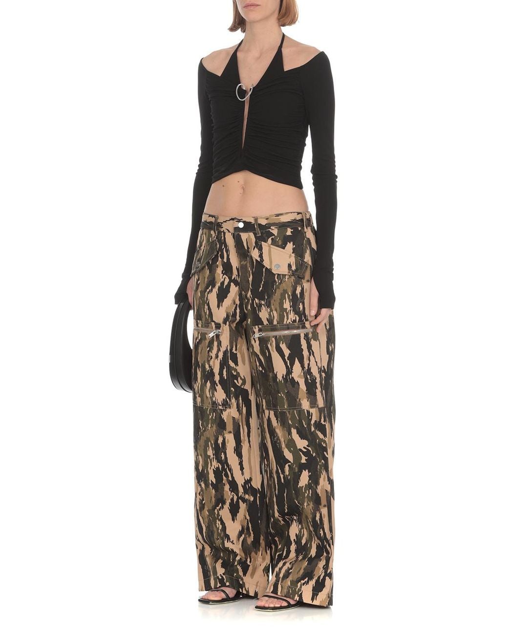 Dion Lee Black Mobius Layered Long-Sleeve Top
