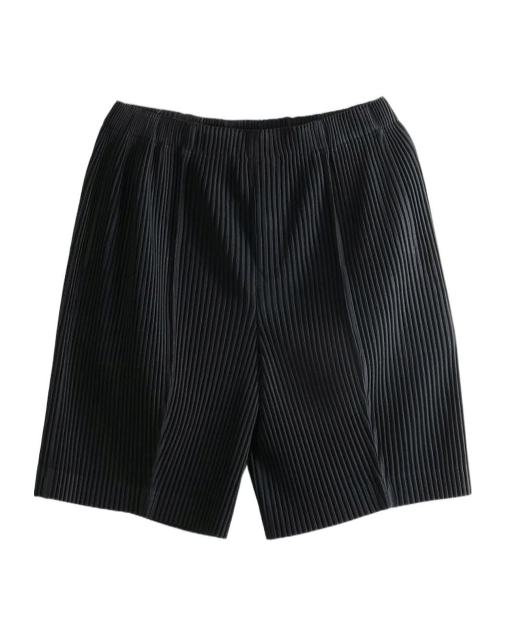Homme Plissé Issey Miyake Black Homme Plissé Issey Miyake Pleated Straight-Hem Shorts for men