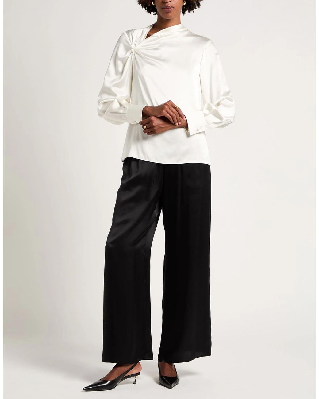 Max Mara White A Simple Solid-Color Satin Top