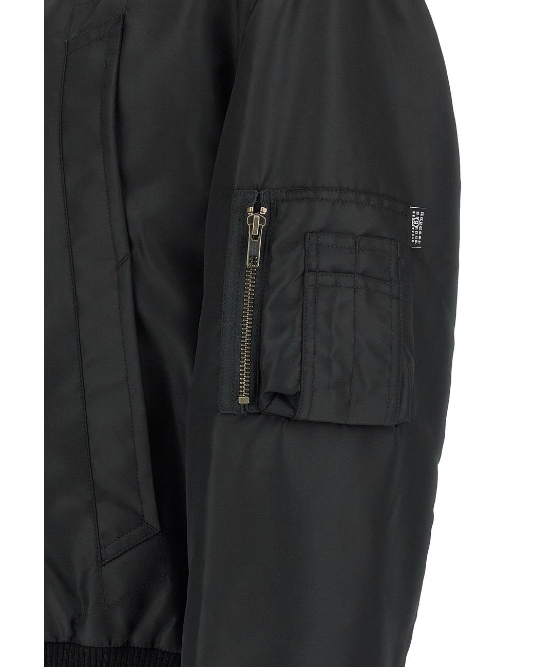 MM6 by Maison Margiela Black Stitched Bomber Jacket for men