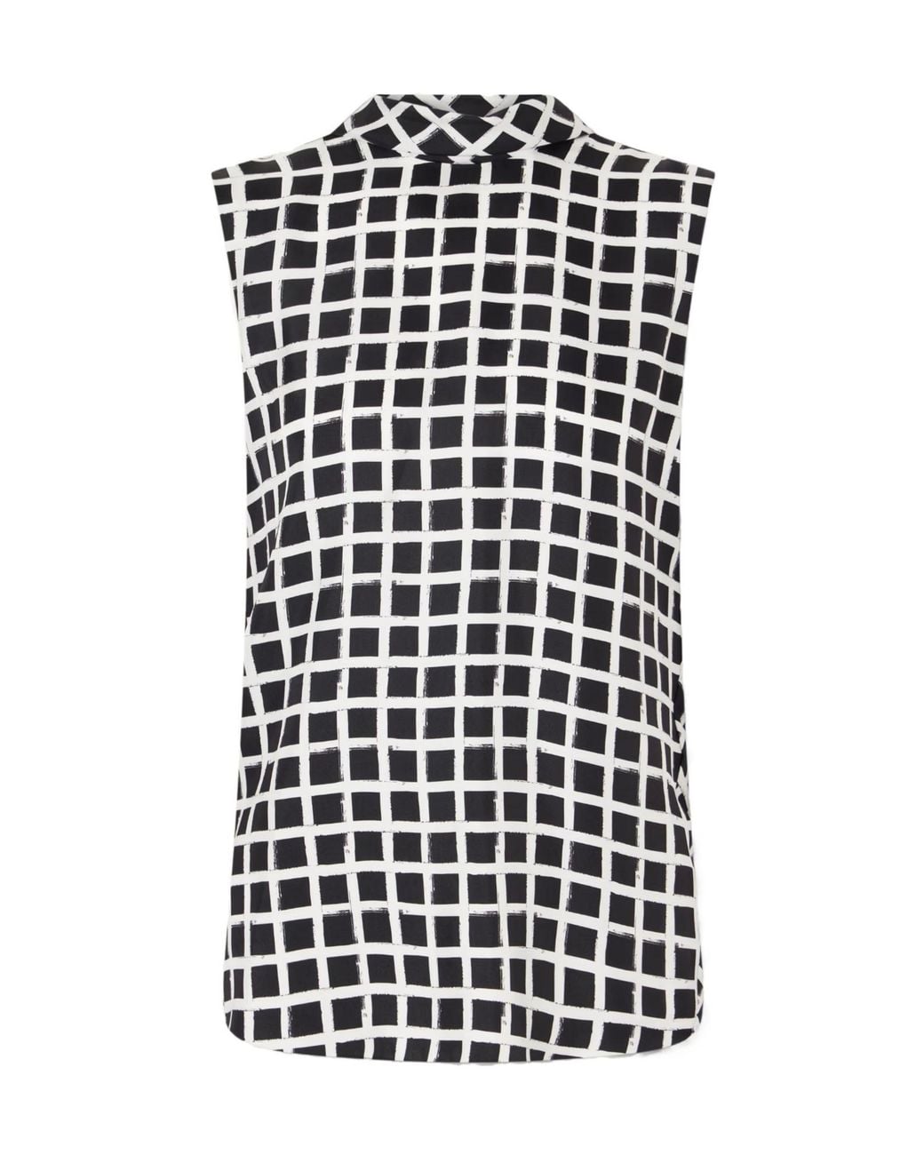 Lanvin Black Check-Pattern Sleeveless Top
