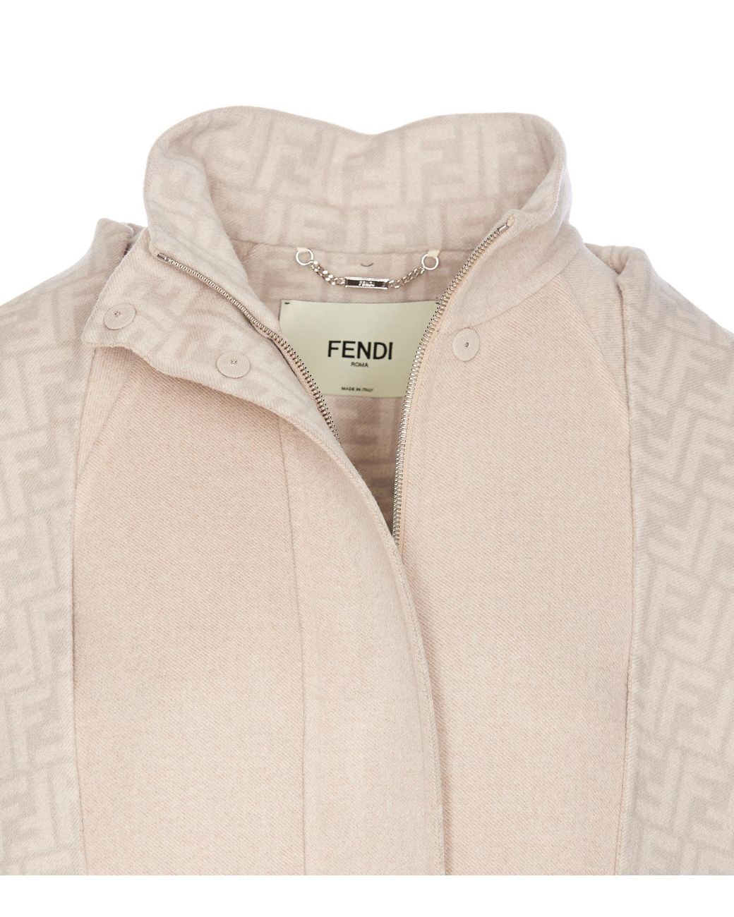Fendi Natural Ff Motif Hooded Jacket