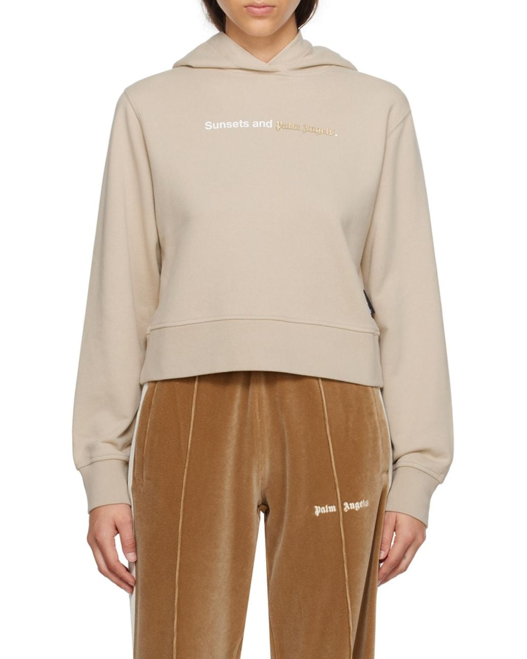 Palm Angels Natural Logo Printed Hoodie