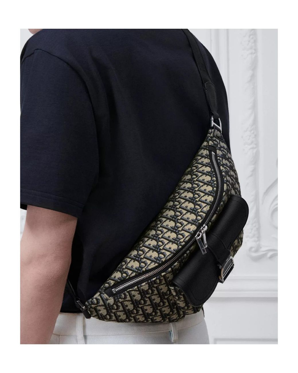 Dior Black Heritage Saddle Waist Bag for men