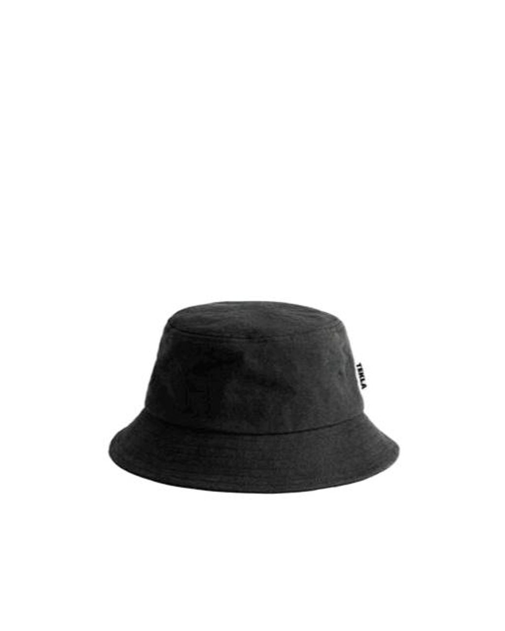 Tekla Black Cotton Fisherman's Hat