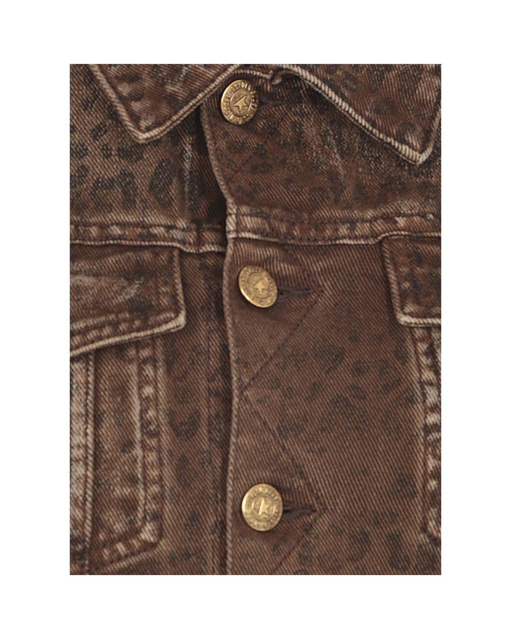 Golden Goose Deluxe Brand Brown Leopard Pattern Denim Jacket
