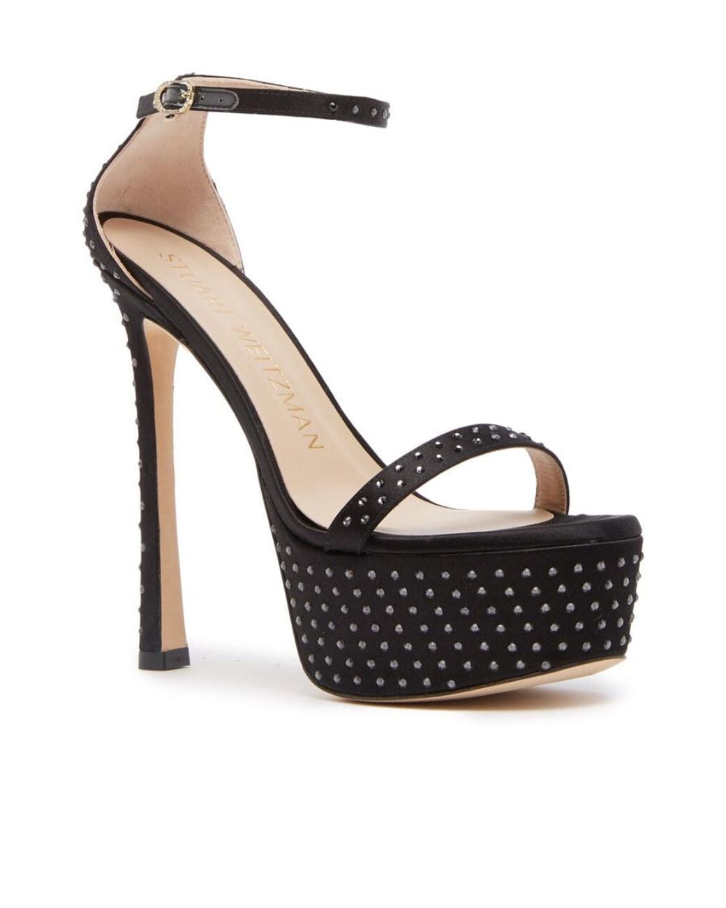 Stuart Weitzman Black Thick-Soled High-Heeled Sandals