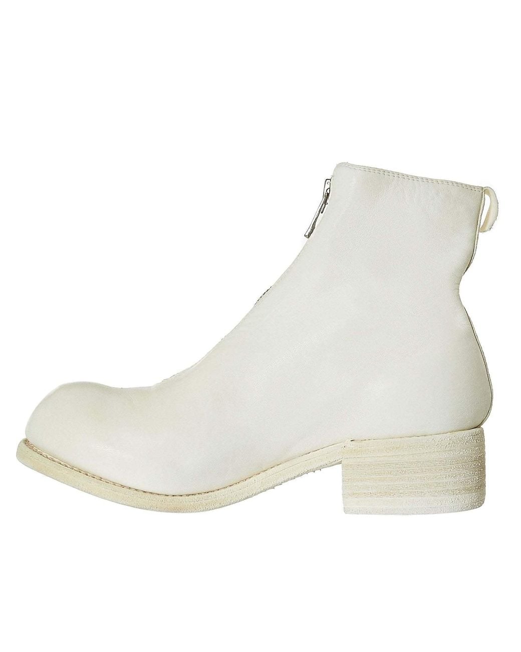 Guidi Natural Logo Zip Ankle Boots