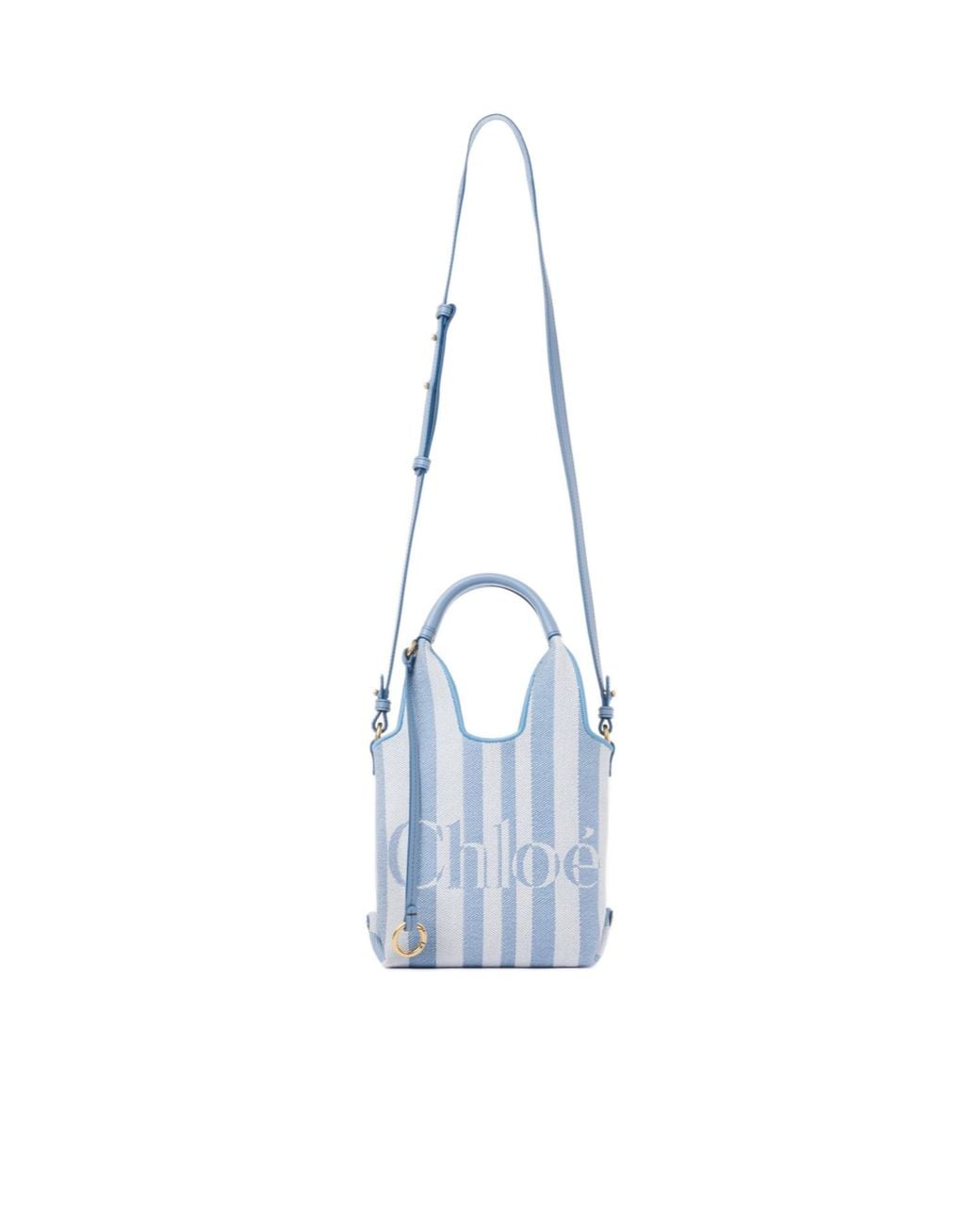 Chloé Blue Chloé Striped Logo Detailed Tote Bag