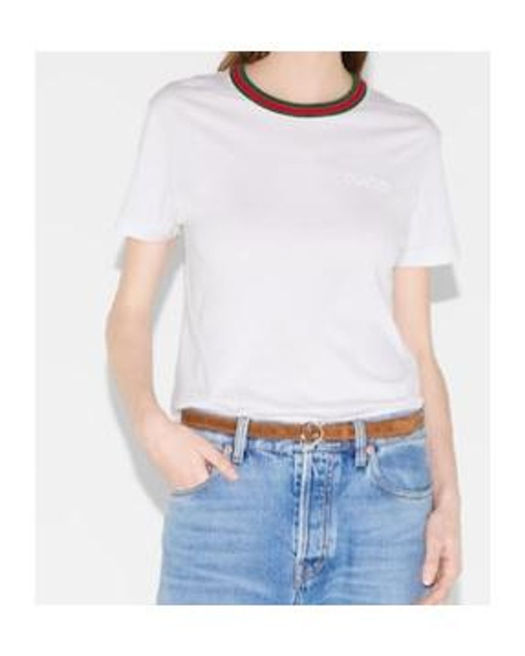 Gucci White Logo Detailed Crewneck T-Shirt
