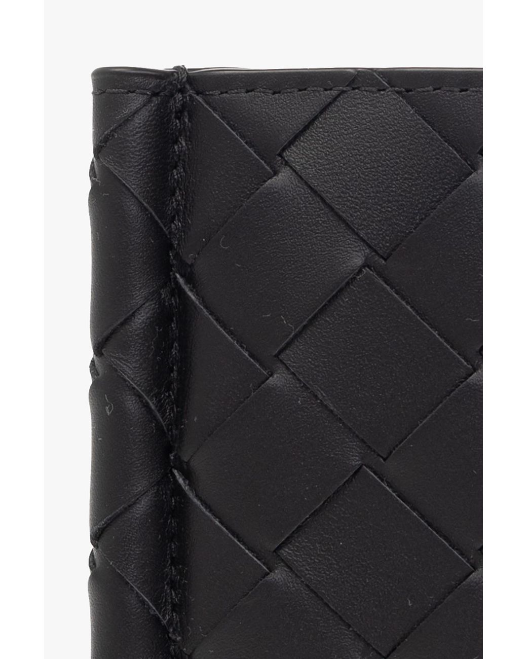 Bottega Veneta Black Intrecciato Bi-Fold Card Holder for men
