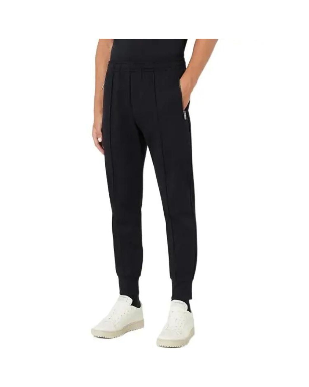 Emporio Armani Black Mid-Rise Slim-Fit Track Pants for men