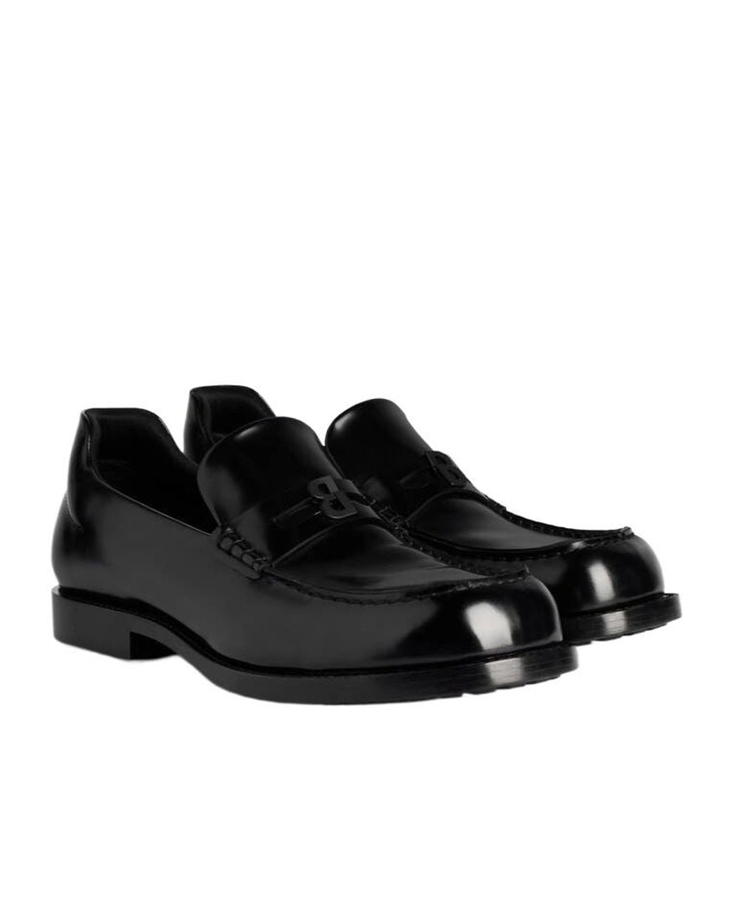 Balenciaga Black Apos;S Comfy B-Logo Calfskin Penny Loafers for men
