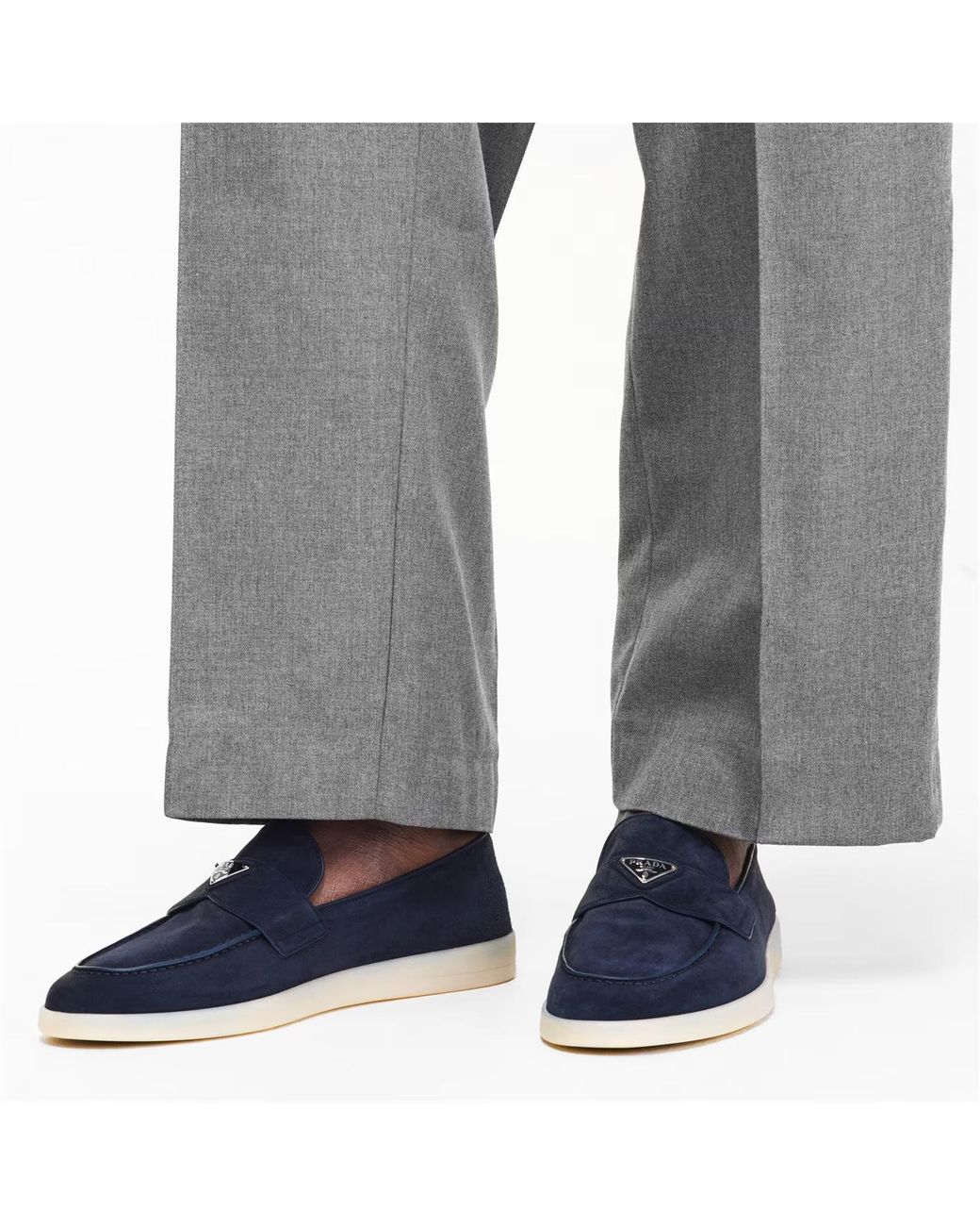 Prada Blue Logo Loafers for men