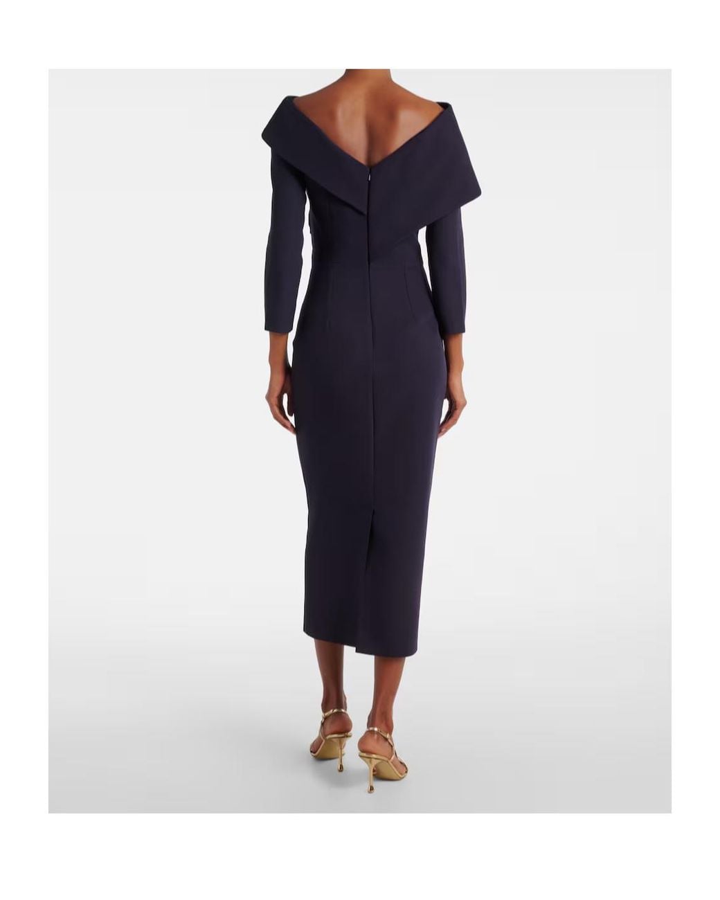 Safiyaa Blue Off-Shoulder Crêpe Midi Dress