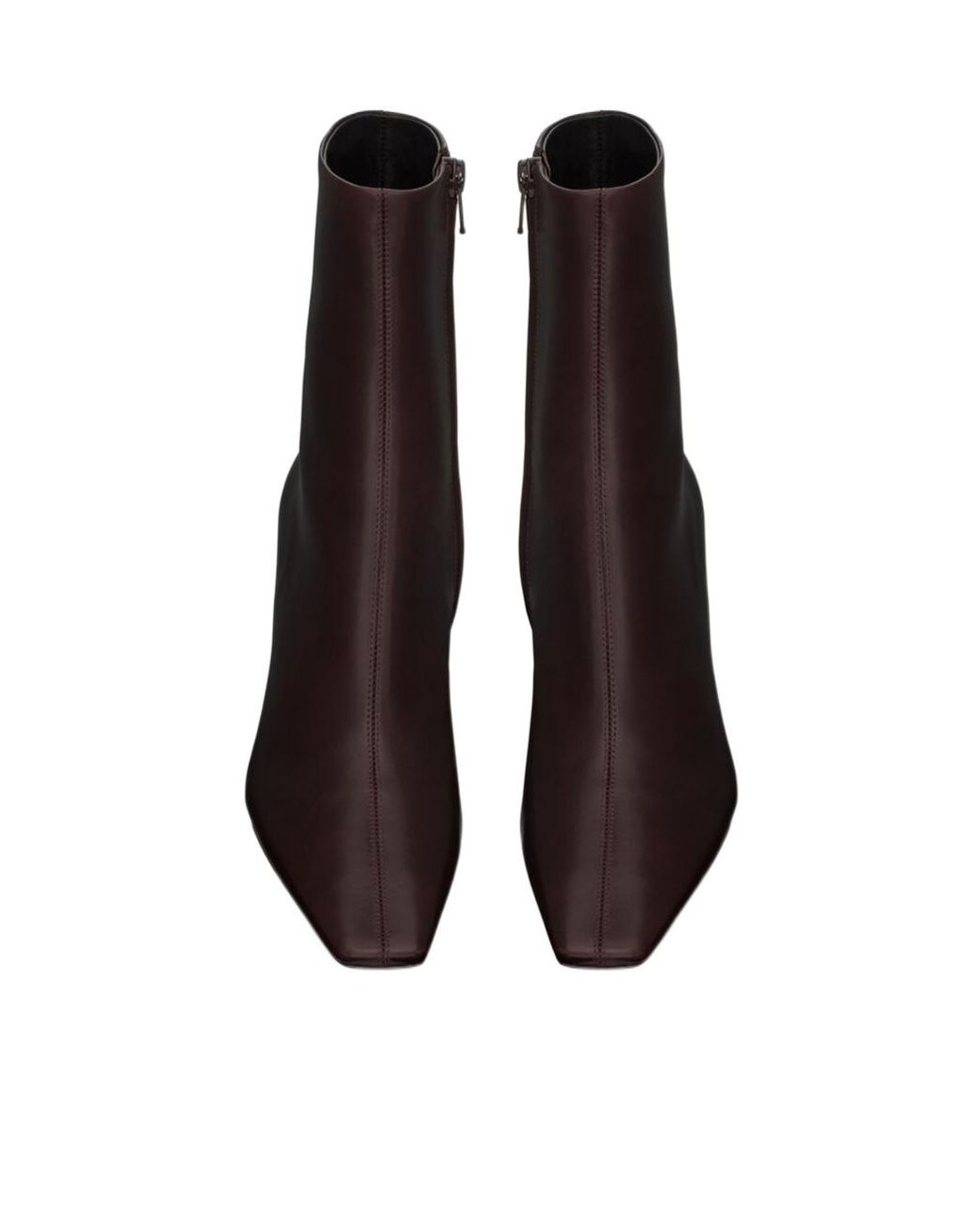 Saint Laurent Brown Jill Square Pointed Toe Ankle Boots
