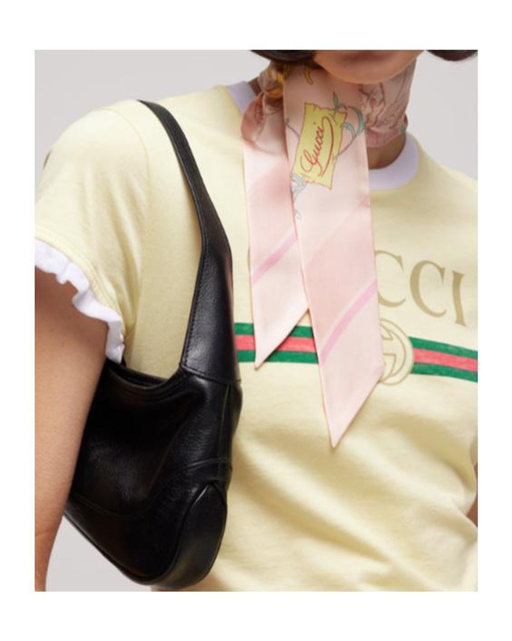 Gucci Pink Printed Silk Ribbon