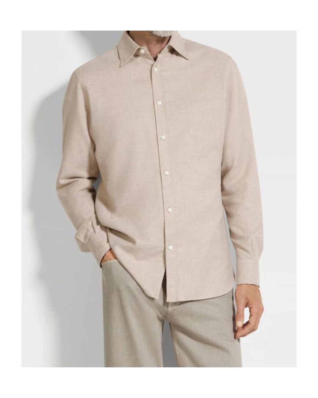 Zegna White Pocket Cotton Shirt for men