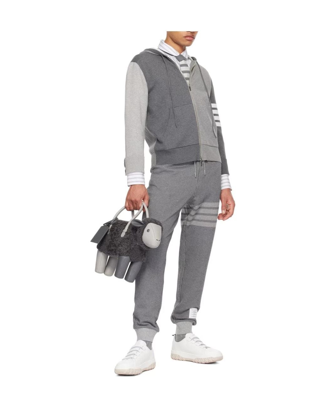 Thom Browne Gray Drawstring Knitted Track Pants for men