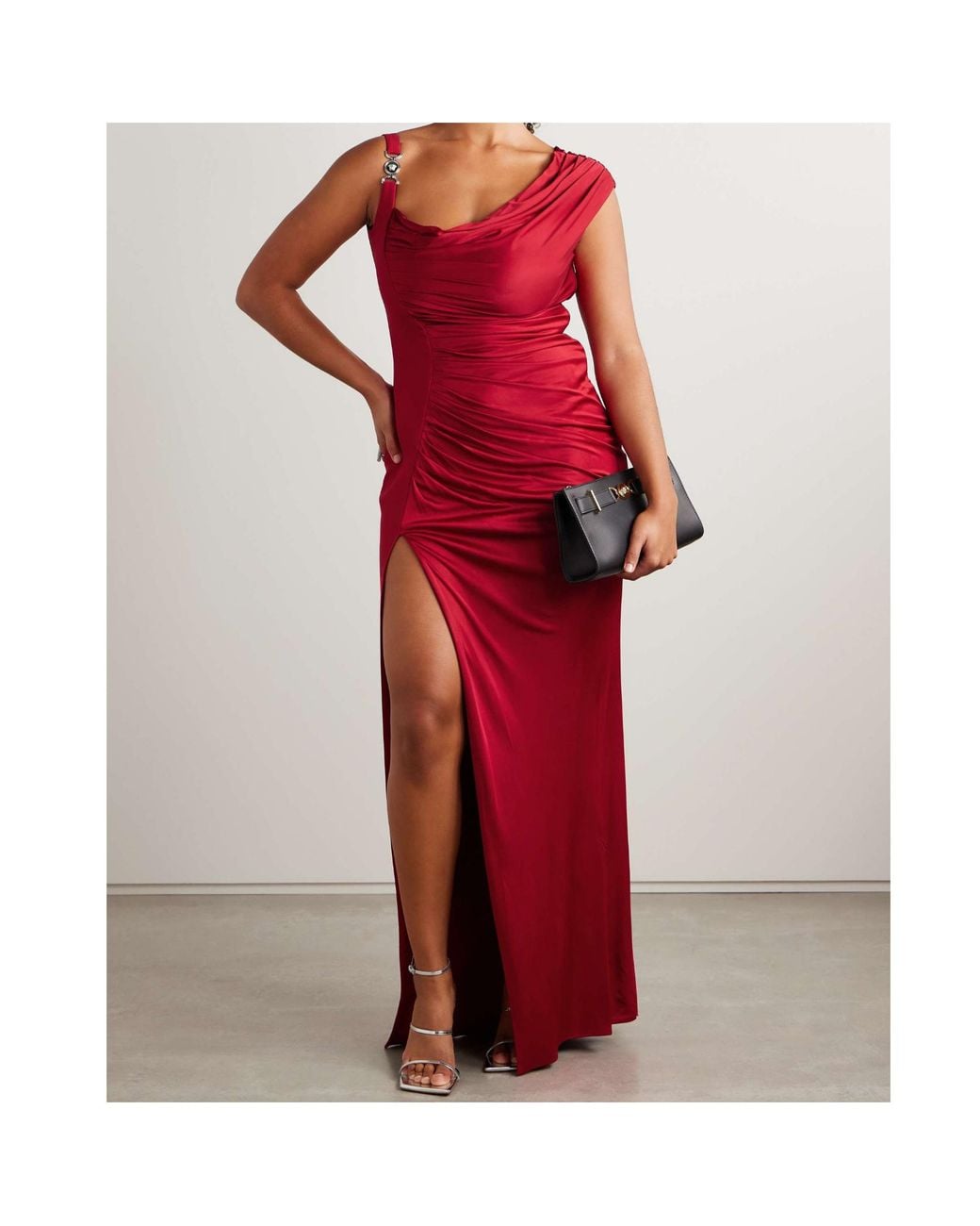 Versace Red Medusa '95 Draped Satin Gown