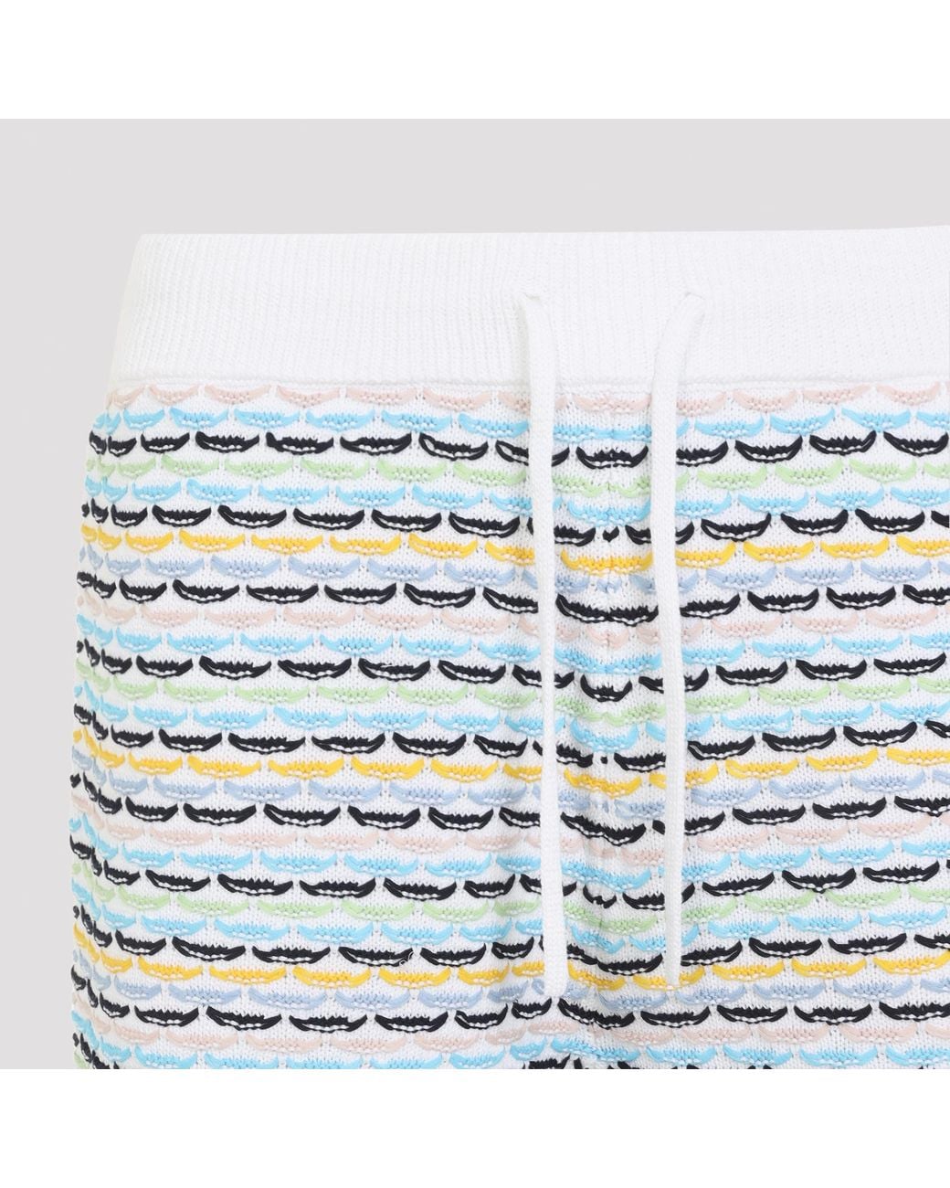 Casablanca Blue Tuck Stitch Knitted Drawstring Shorts for men