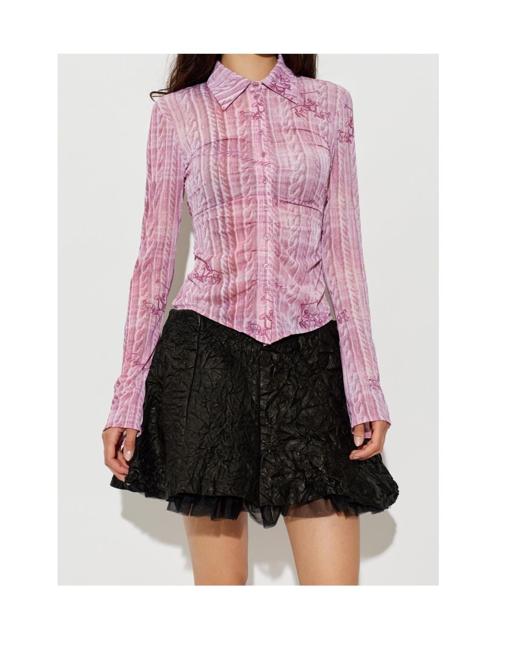 AVAVAV Pink Patterned Fitted Button-Up Shirt