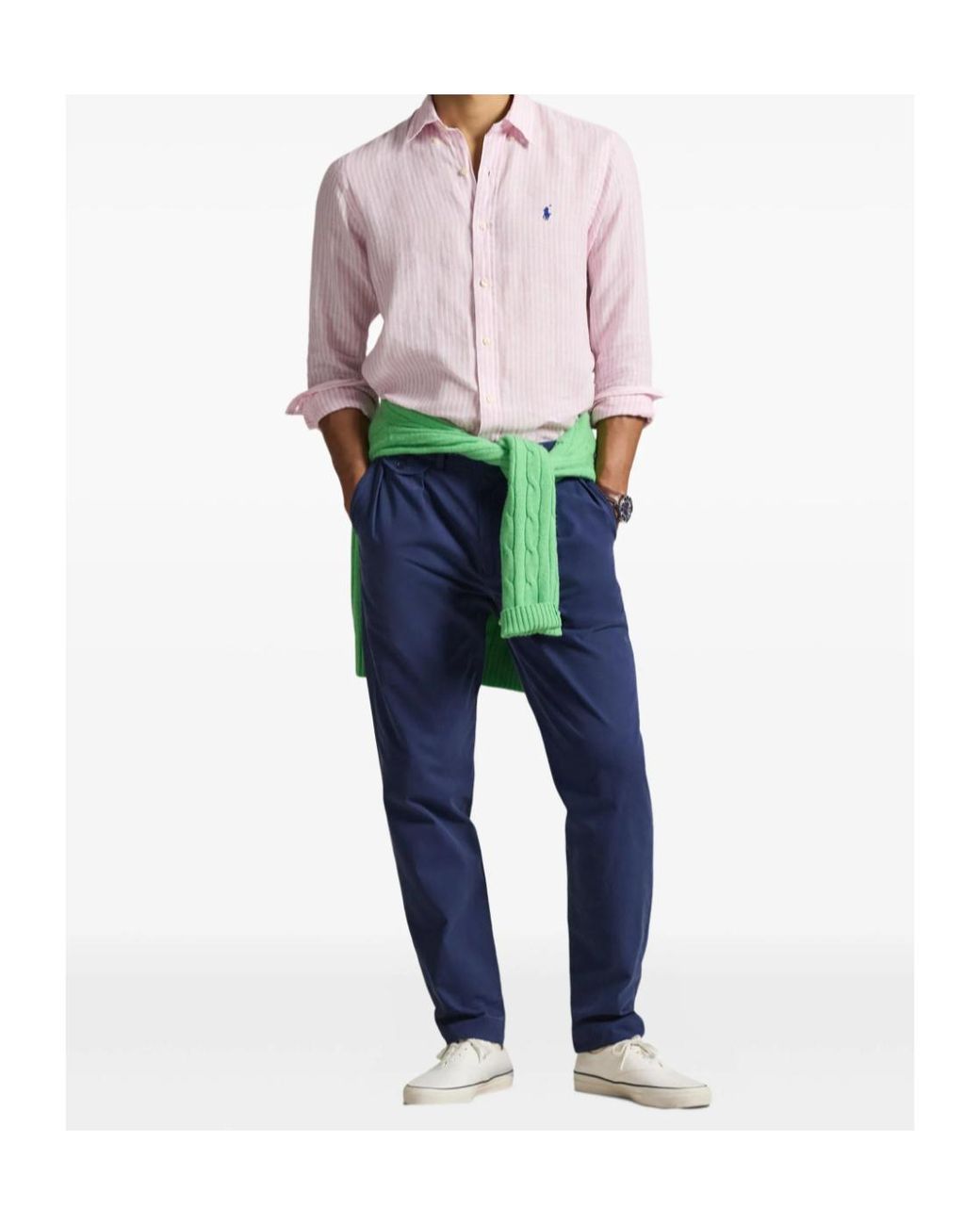 Polo Ralph Lauren Pink Logo Detailed Striped Shirt for men
