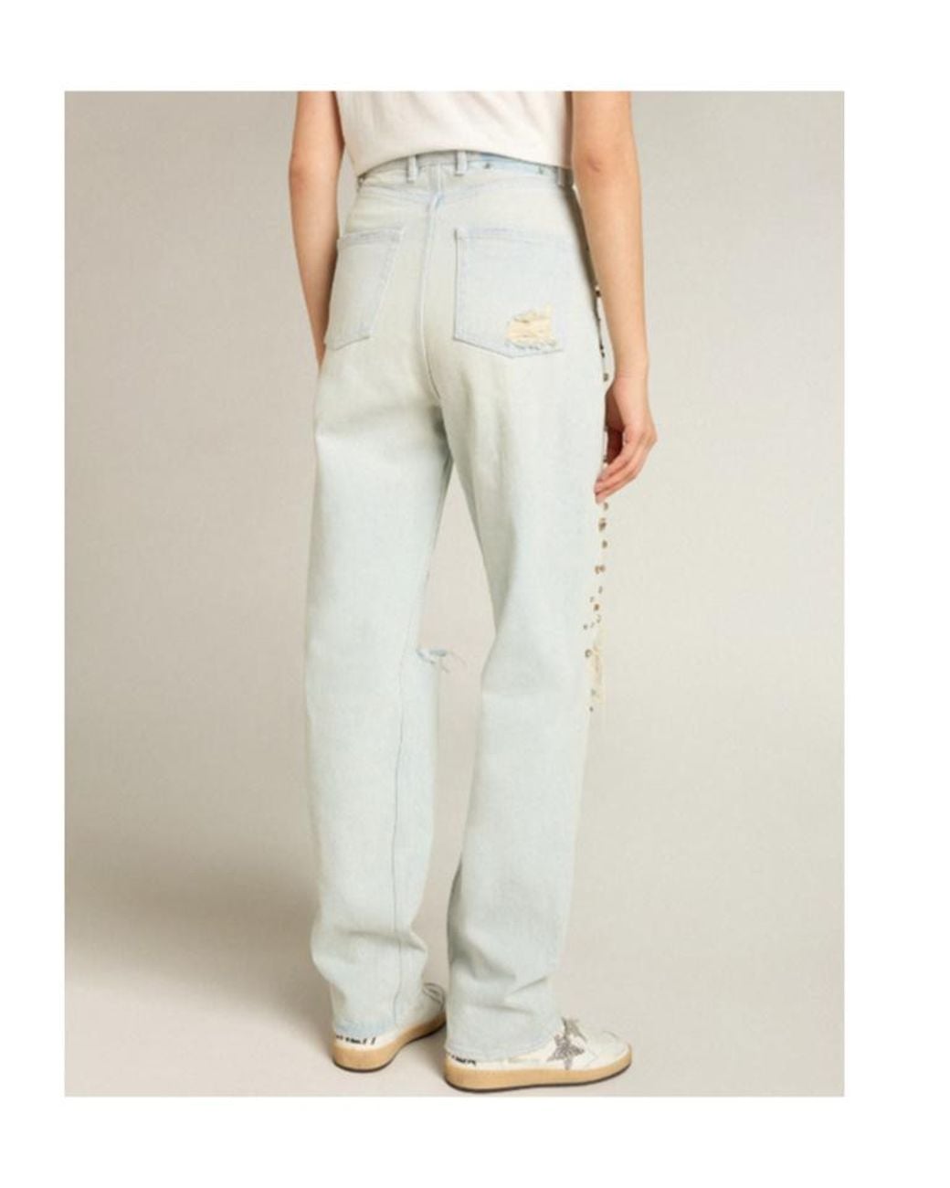 Golden Goose Deluxe Brand Gray Distressed Embellished Jeans